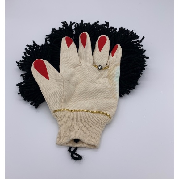 Vintage Handmade Yarn Dusting Mitt Cleaning Dusting Glove Dust Mitten - Picture 3 of 5